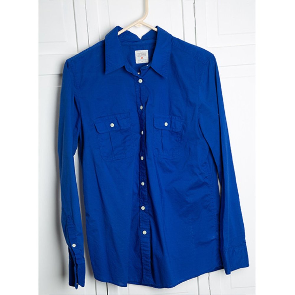 Gap Fitted Boyfriend Shirt Button-Down Bright Blue